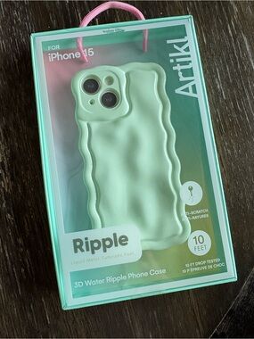 Ripple 3D Water Ripple Phone Case for iPhone 15 - Mint Green